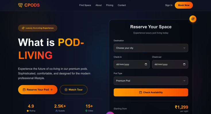 Sleeping Pods Website
